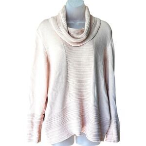 Calvin Klein Lt. Pink Cowl Neck Sweater Sz XL Ribbed/Cable Knit Comfy Cozy